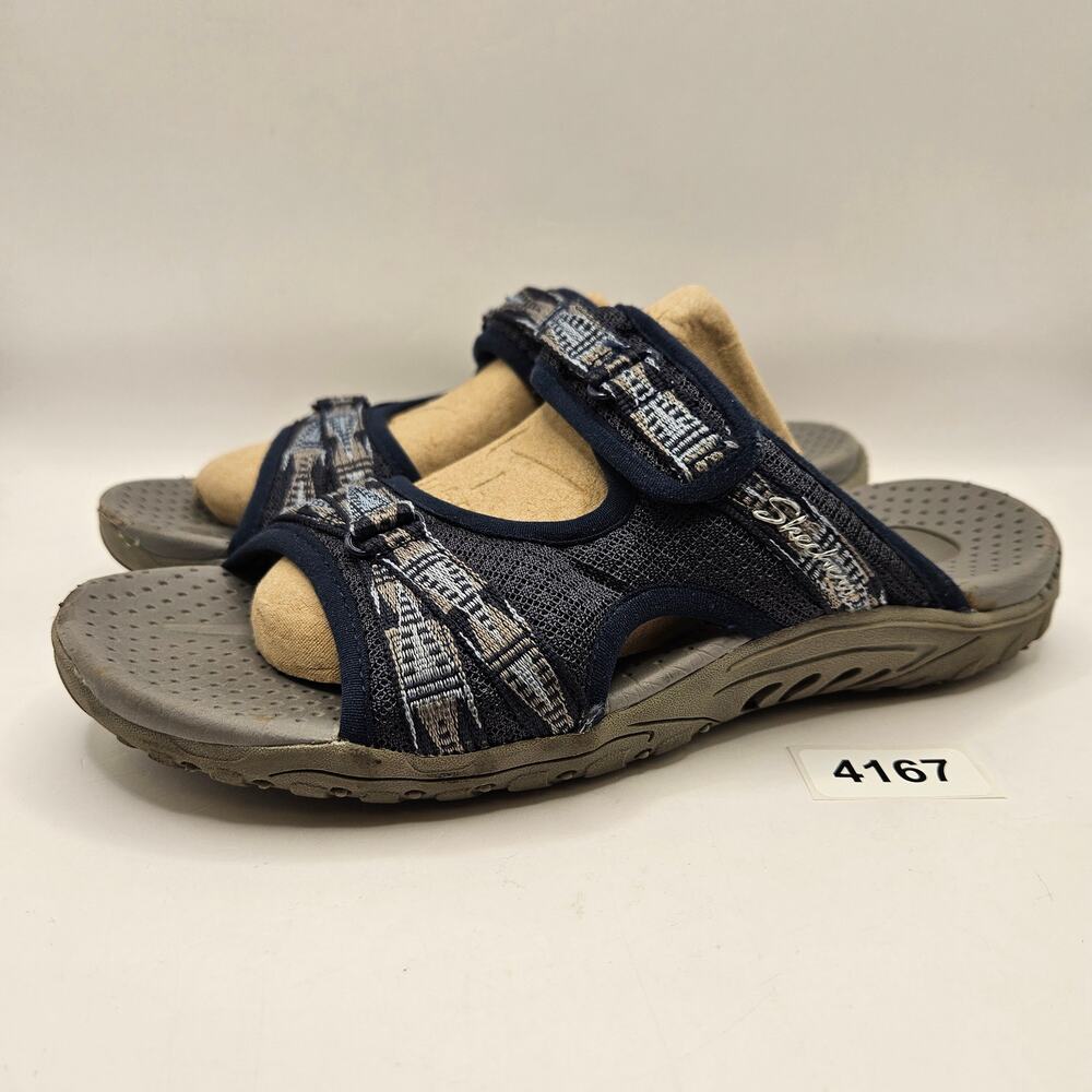 SKECHERS WOMEN'S 7 REGGAE COLOR-FULL SLIDE NAVY BLUE OUTDOOR SANDAL